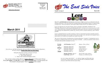 Newsletter 03 March 2011.pub - East Side Lutheran Church