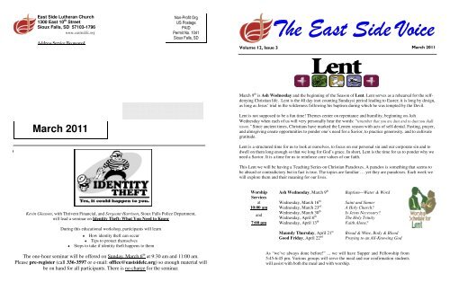 Newsletter 03 March 2011.pub - East Side Lutheran Church
