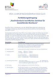 KaufmÃ¤nnisch/rechtliches Seminar fÃ¼r bauleitende Monteure