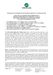 BoD approval of Consolidated Interim Management ... - Fiera Milano