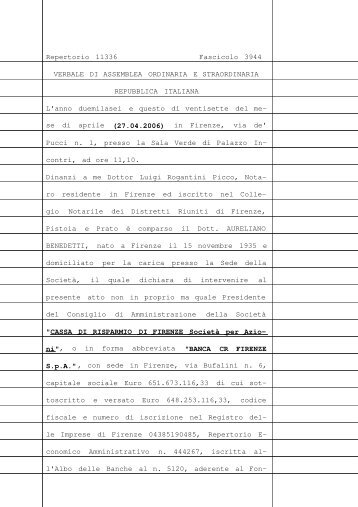 Repertorio 11336 Fascicolo 3944 VERBALE DI ASSEMBLEA ...