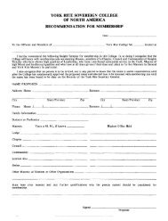 The recommendation form - York Rite Sovereign College