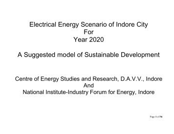 Electrical Energy Scenario of Indore City For Year 2020 A ...