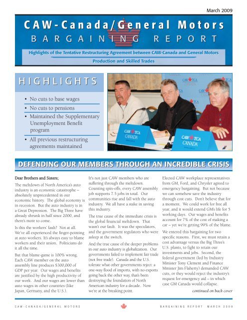 2009 GM Bargaining Report - March - CAW 199