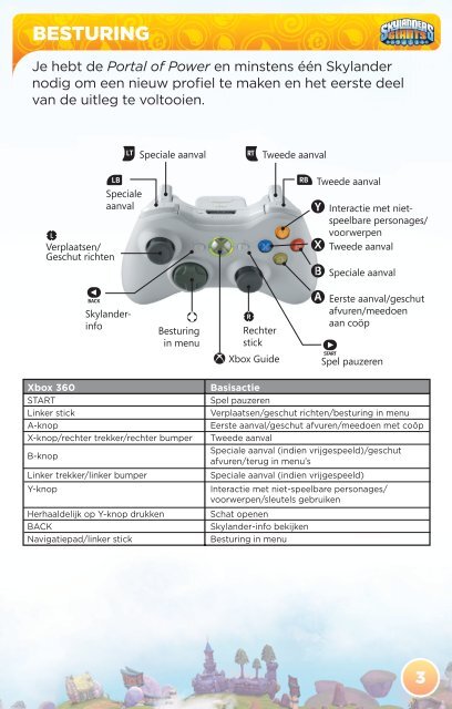 SKYLANDERS Xbox 360-HANDLEIDING