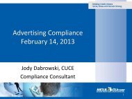 Compliance in Advertising - Michigan Credit Union League