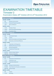 EXAMINATION TIMETABLE - Open Polytechnic