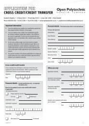 APPLICATION FOR - Open Polytechnic