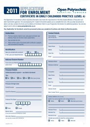 APPLICATION FOR ENROLMENT - Open Polytechnic