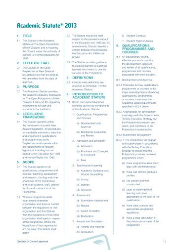 academic statute* 2013 - Open Polytechnic