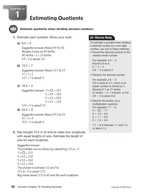 Chapter 10 Nelson Math 6