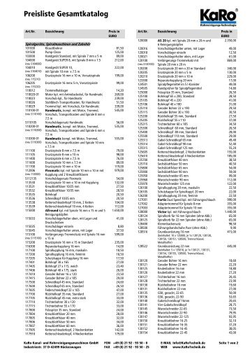 Preisliste Gesamtkatalog - karo-nrw.de