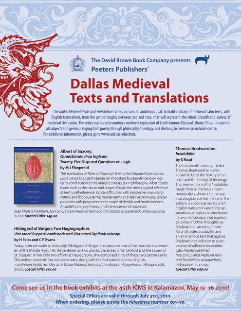 Dallas Medieval Texts and Translations - Oxbow Books