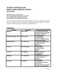 school supplies list deer lakes middle school 2012-2013 grade 8