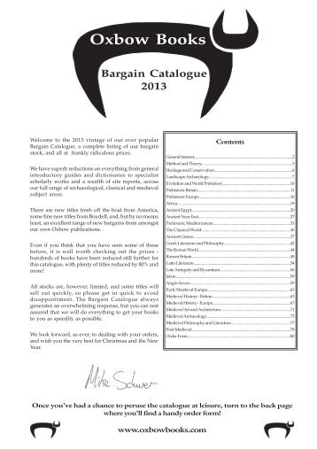 Bargain Catalogue - Oxbow Books