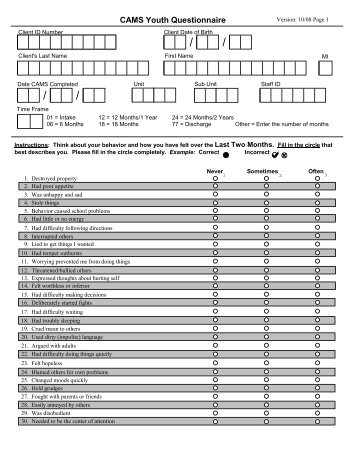 CAMS Youth Questionnaire