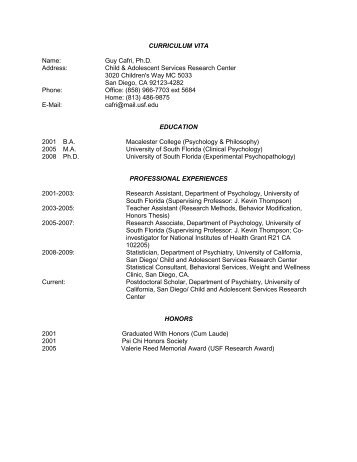 Curriculum Vitae - Child and Adolescent Services Research Center