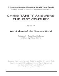 ChriStiAnity AnSWerS the 21St Century - Cornerstone Curriculum