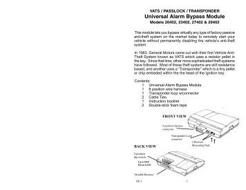 Universal Alarm Bypass Module - Ready Remote