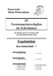 19. Vereinsmeisterschaften im Schwimmen Ergebnisliste - TV Klein ...