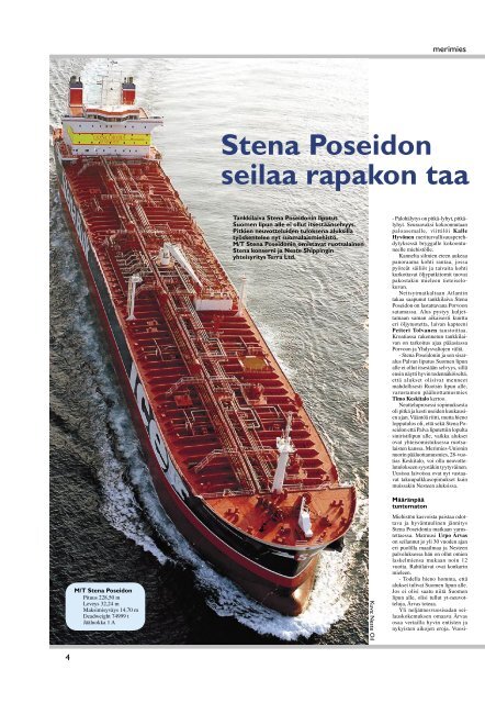 Stena Poseidon seilaa rapakon taa - Suomen Merimies-Unioni