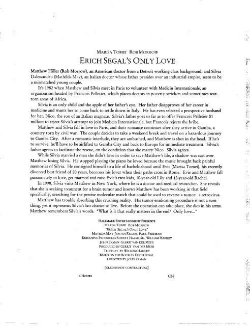 Erich Segal S Only Love