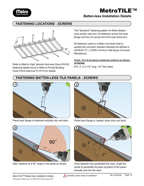 Metro Tile Battenless Installation Guide - Best Buy Metals