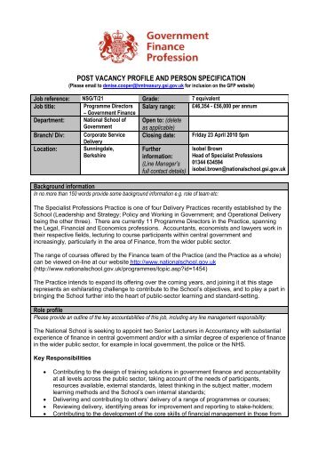 post vacancy profile and person specification - Government Finance ...