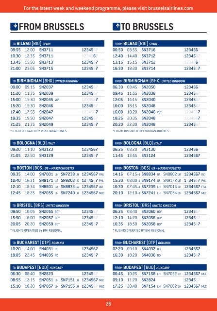 see where we're flying this winter 30 october 2011 - Brussels Airlines