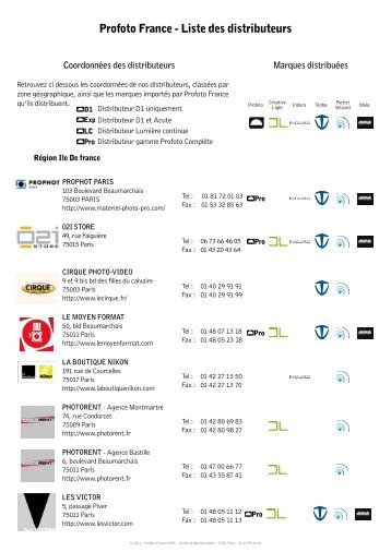 Profoto France - Liste des distributeurs