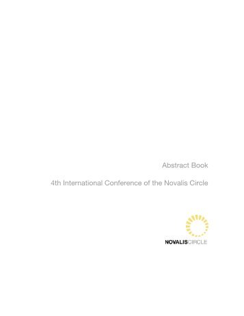 Abstract Book - The 4th International Conference of the Novalis Circle