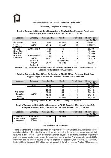 Auction of Commercial Sites at Ludhiana Jalandhar Profitability ...