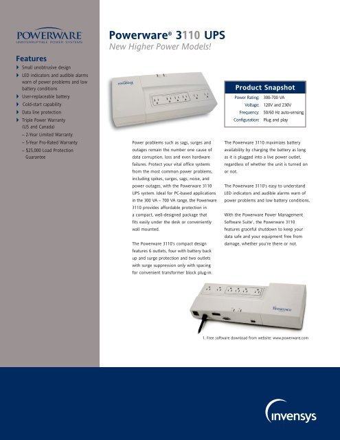 Powerware® 3110 UPS Brochure - Nolan Power Group