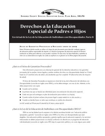 Derechos a la EducaciÃ³n Especial de Padres e Hijos - Sonoma ...