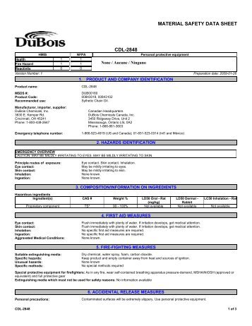Msds Dubois Chemicals Online