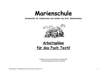 Schuleigener Arbeitsplan Textilunterricht, Klasse 3/4 Grundschule ...