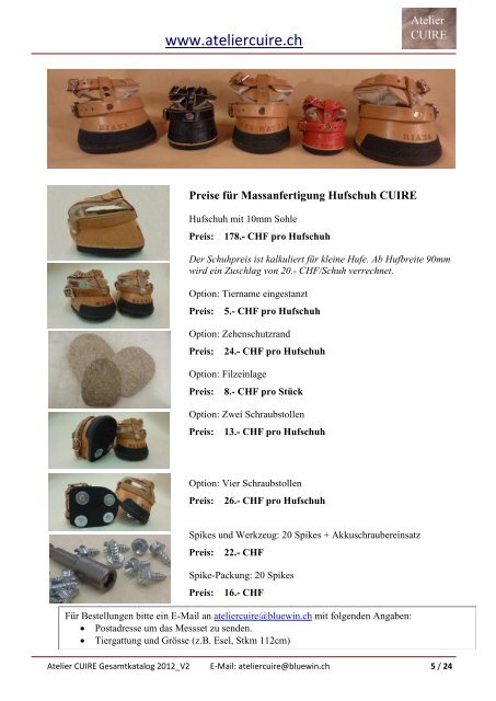 Hufschuhe CUIRE Massanfertigung - Atelier CUIRE