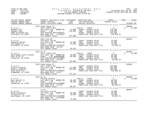 STATE OF NEW YORK 2 0 1 1 FINALASSESSMENTROLL PAGE 1 ...