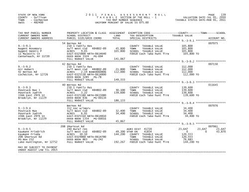 STATE OF NEW YORK 2 0 1 1 FINALASSESSMENTROLL PAGE 1 ...