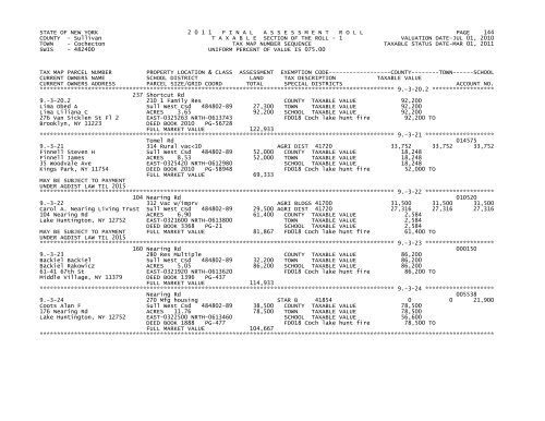 STATE OF NEW YORK 2 0 1 1 FINALASSESSMENTROLL PAGE 1 ...