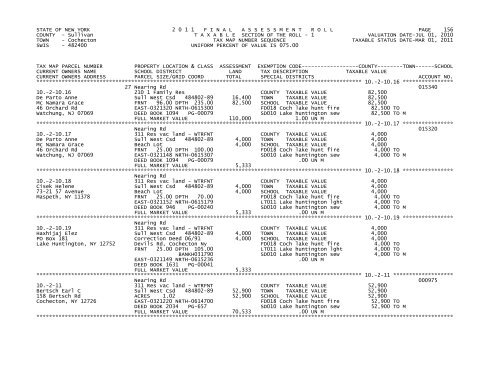 STATE OF NEW YORK 2 0 1 1 FINALASSESSMENTROLL PAGE 1 ...