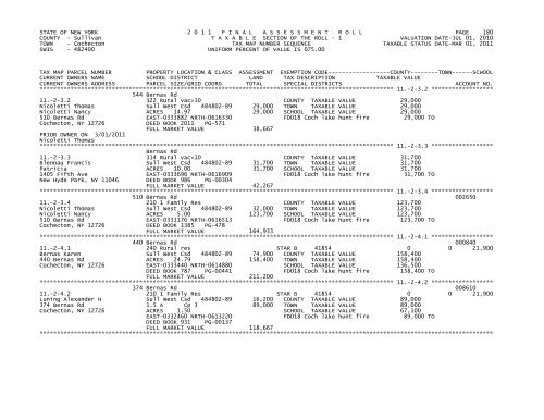 STATE OF NEW YORK 2 0 1 1 FINALASSESSMENTROLL PAGE 1 ...