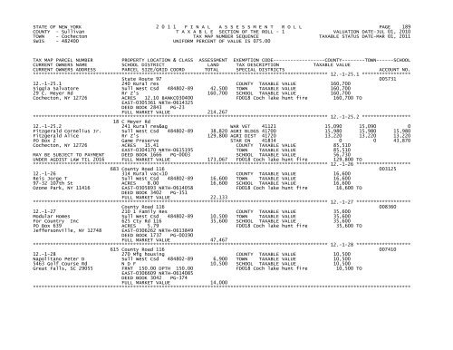 STATE OF NEW YORK 2 0 1 1 FINALASSESSMENTROLL PAGE 1 ...