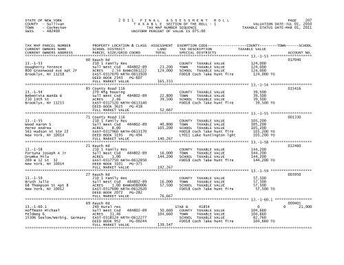 STATE OF NEW YORK 2 0 1 1 FINALASSESSMENTROLL PAGE 1 ...