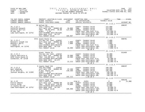 STATE OF NEW YORK 2 0 1 1 FINALASSESSMENTROLL PAGE 1 ...