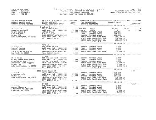 STATE OF NEW YORK 2 0 1 1 FINALASSESSMENTROLL PAGE 1 ...