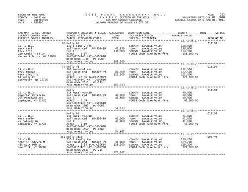 STATE OF NEW YORK 2 0 1 1 FINALASSESSMENTROLL PAGE 1 ...