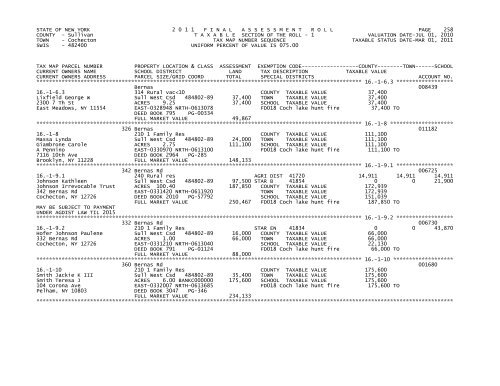 STATE OF NEW YORK 2 0 1 1 FINALASSESSMENTROLL PAGE 1 ...