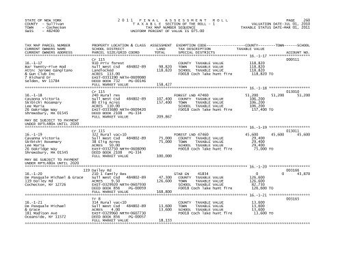 STATE OF NEW YORK 2 0 1 1 FINALASSESSMENTROLL PAGE 1 ...