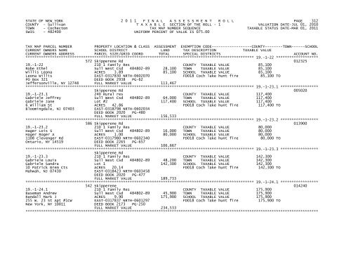 STATE OF NEW YORK 2 0 1 1 FINALASSESSMENTROLL PAGE 1 ...